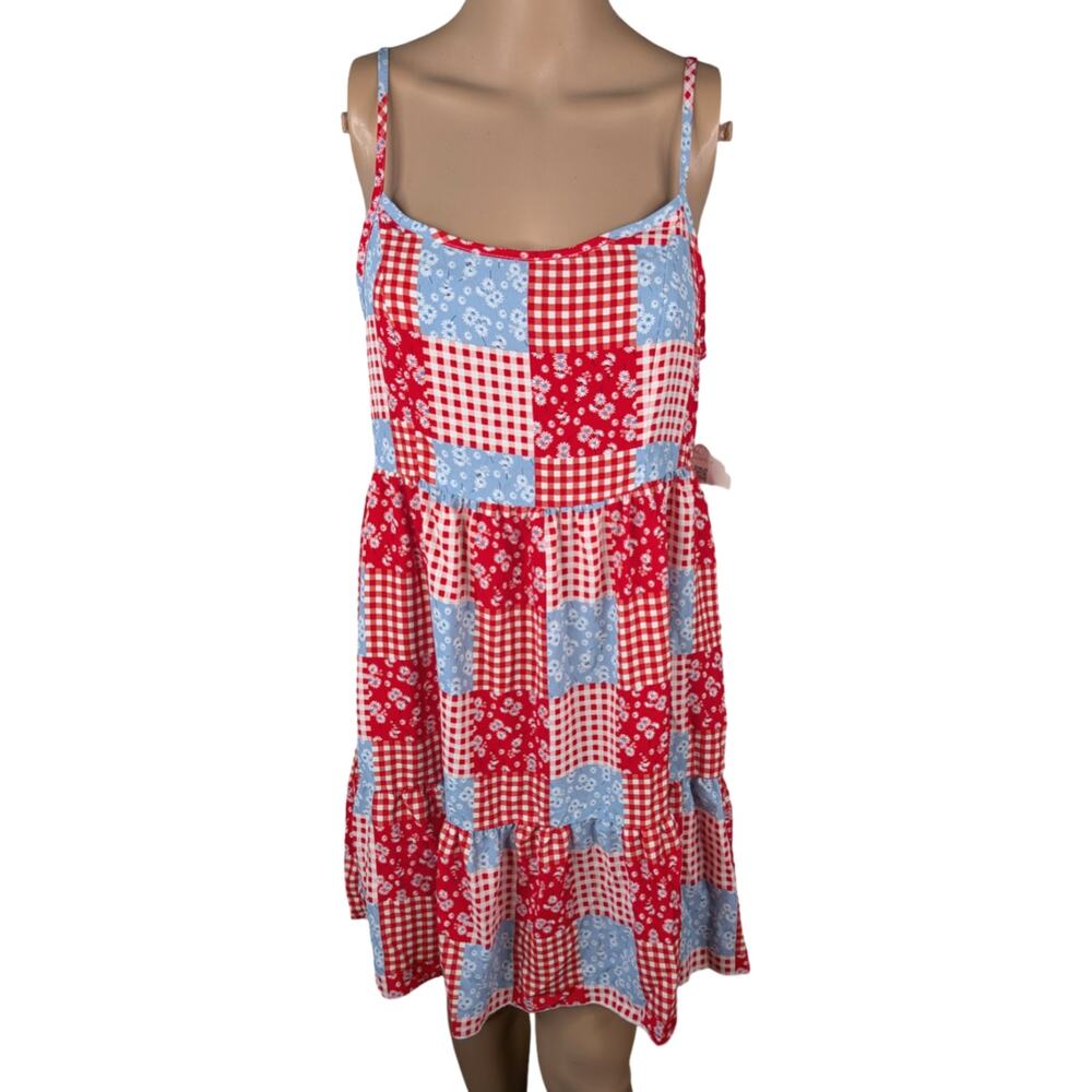 Altar'd State NWT Out To Brunch Patchwork Print Ruffle Hem Mini Slip Dress SZ S